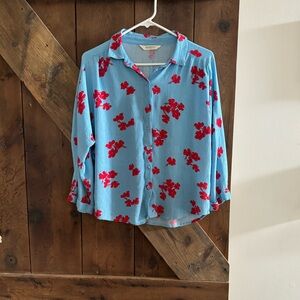 Gorgeous Woolovers Blue & Red Blouse